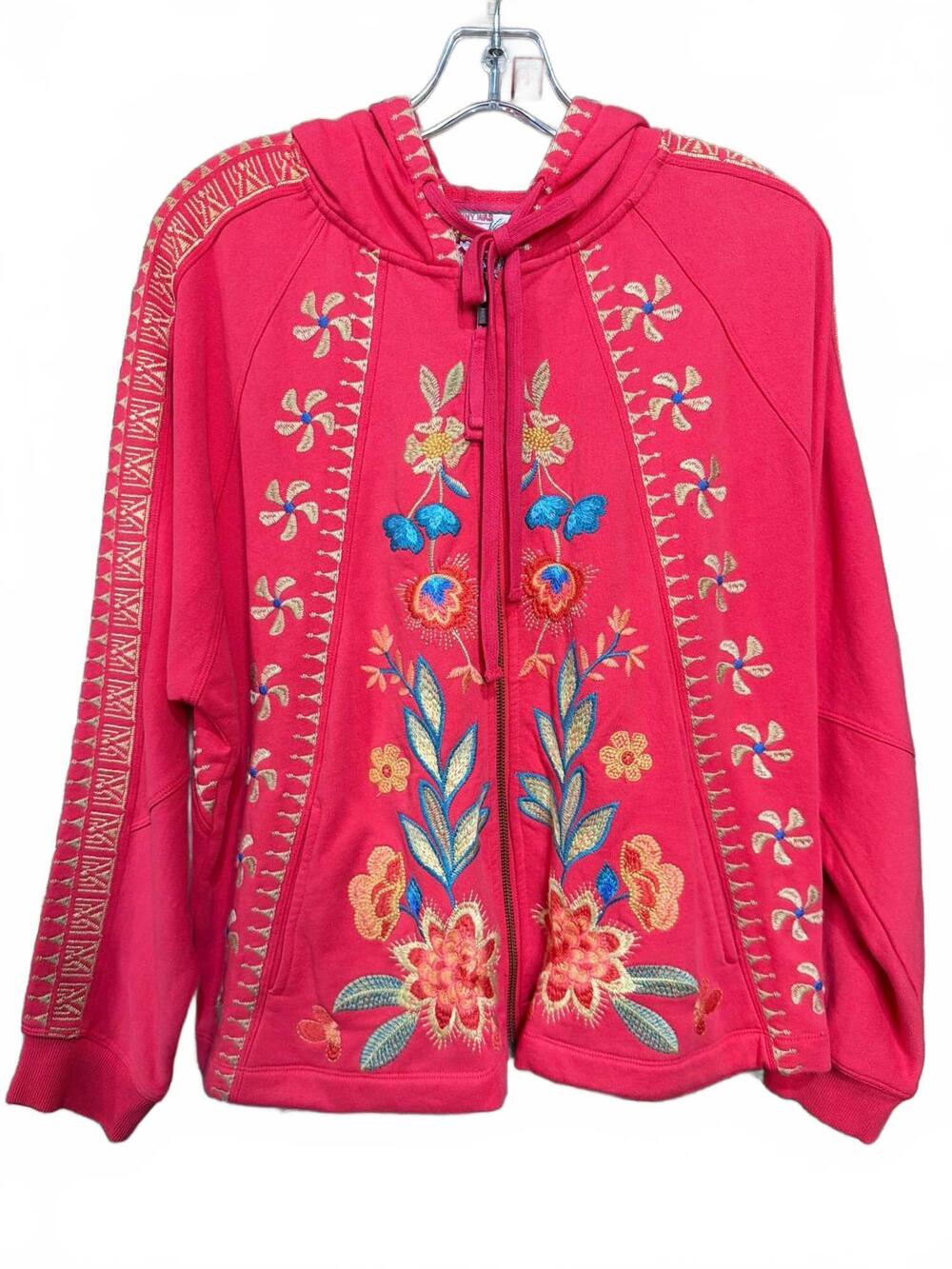 NEW JOHNNY WAS women's dolman seamed sweatshirt in coral
